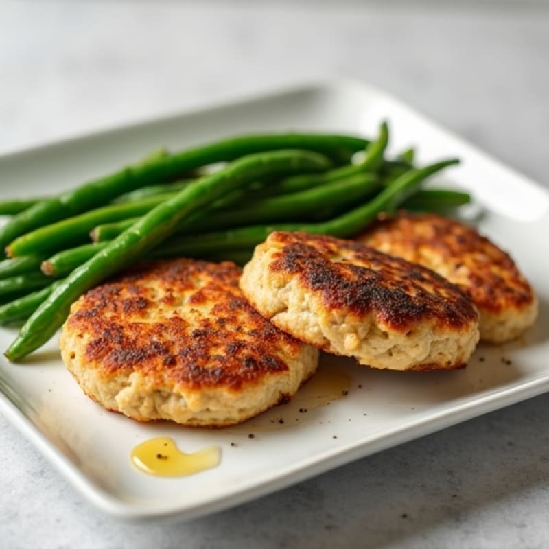 Seared Turkey Patties with Steamed Green Beans