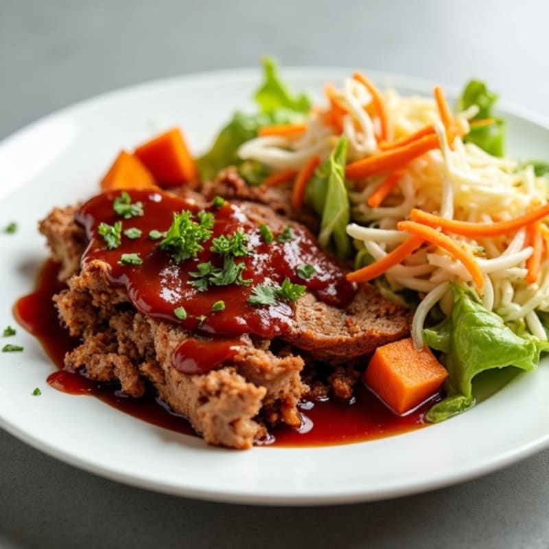 Slow-Cooked Shredded BBQ Pork with Roasted Sweet Potatoes and Crunchy Slaw