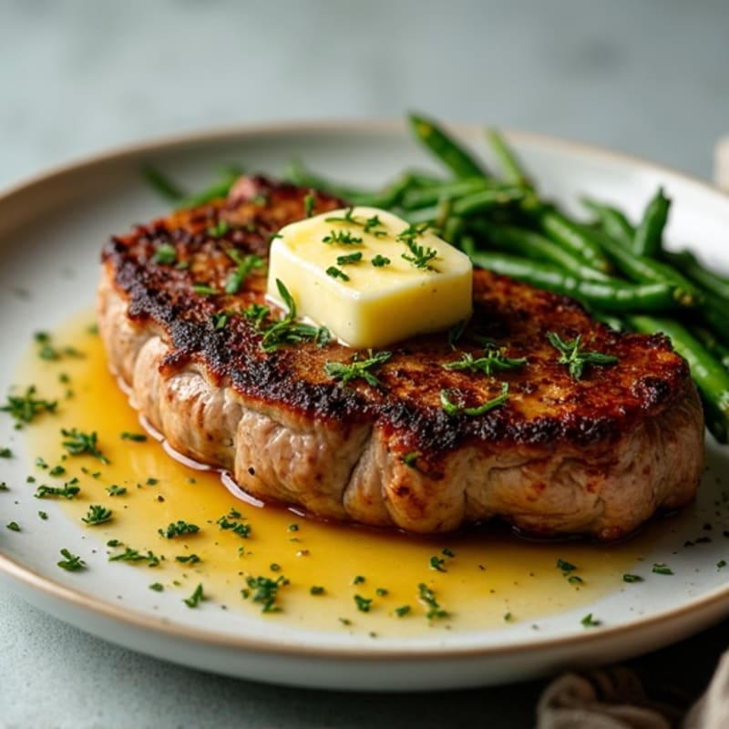 Herb-Crusted Pan Seared Steak with Garlic Butter