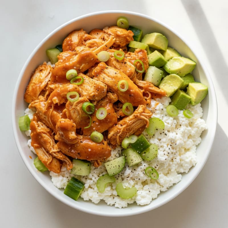 Buffalo Rotisserie Chicken Cottage Cheese Bowl