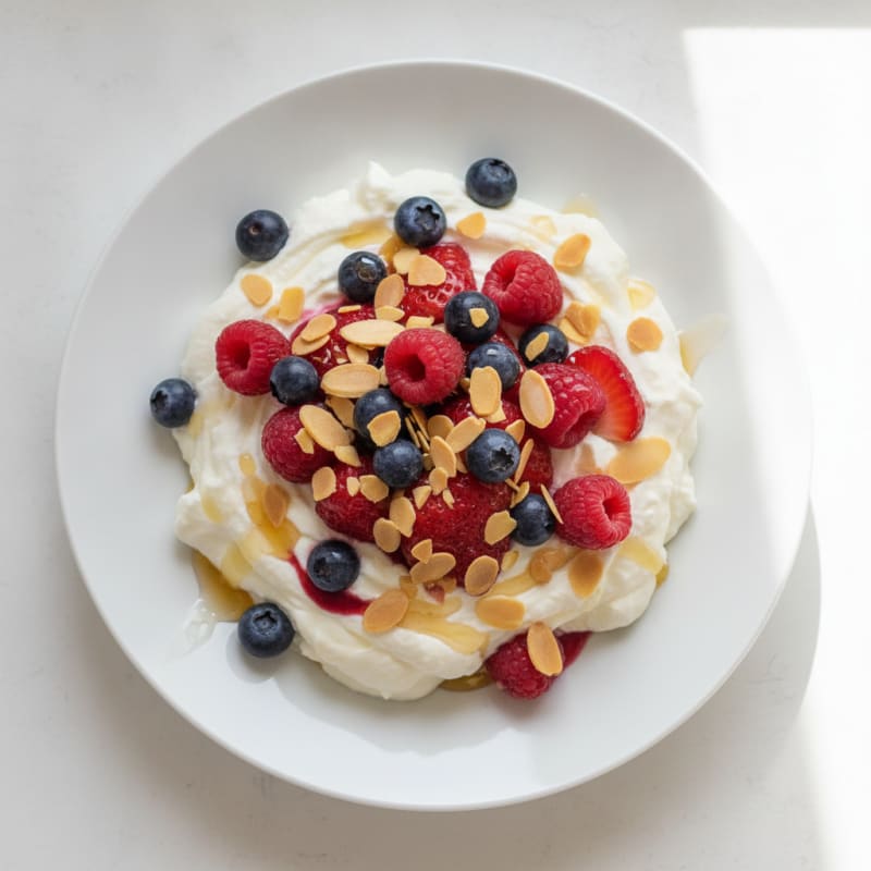 Greek Yogurt Protein Mousse with Mixed Berries