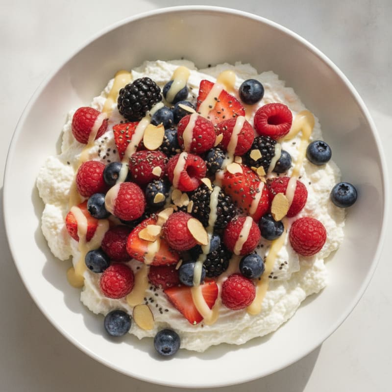 Creamy Greek Yogurt Bowl with Protein Powder and Mixed Berries