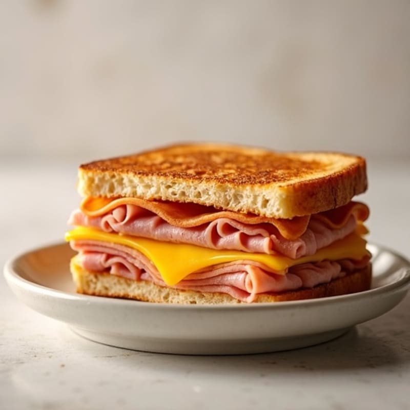 Golden Toasted Lean Ham and Melted Swiss Sandwich