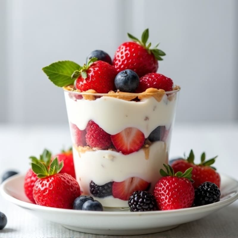 Greek Yogurt Protein Parfait with Mixed Berries and Almond Butter