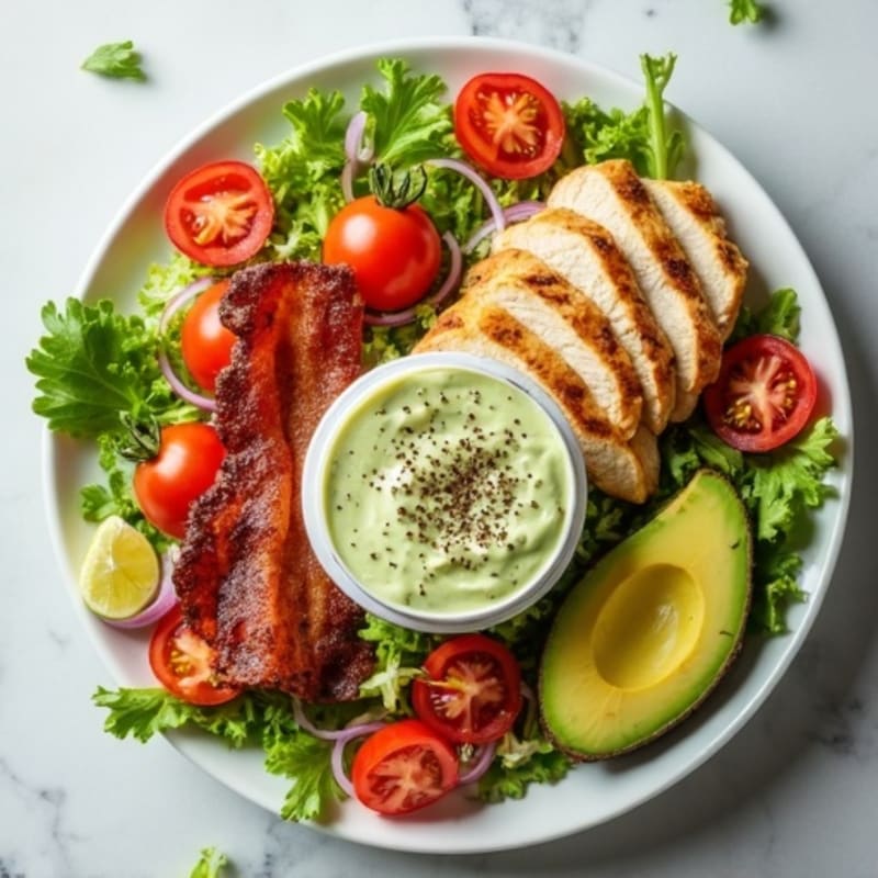 Chicken BLT Chopped Salad with Creamy Avocado Dressing