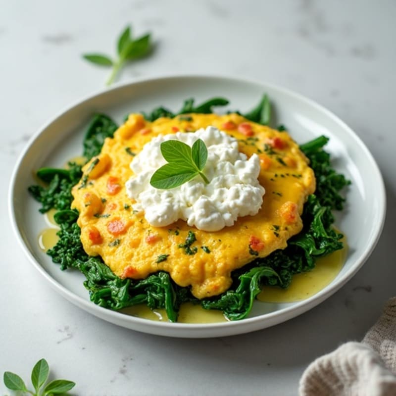 Egg White and Spinach Scramble with Cottage Cheese