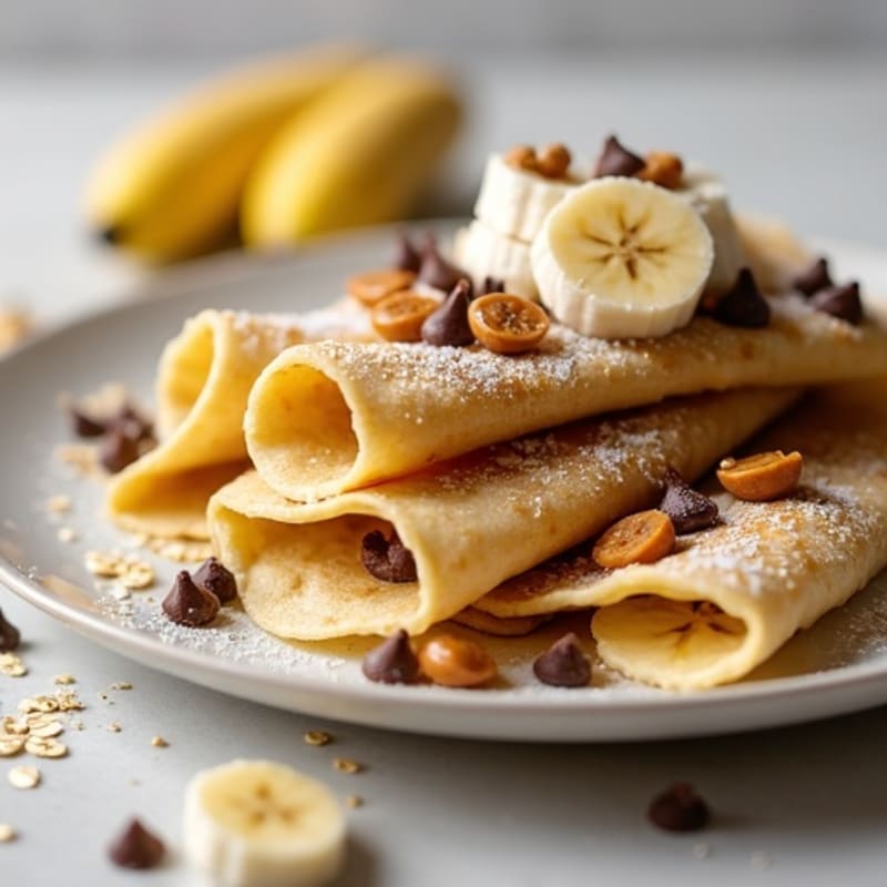 Creamy Banana Dark Chocolate Hazelnut Protein Crepes