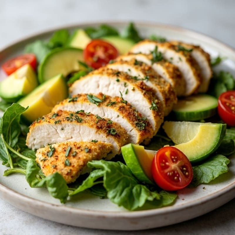 Herb-Crusted Chicken and Avocado Salad with Citrus Vinaigrette