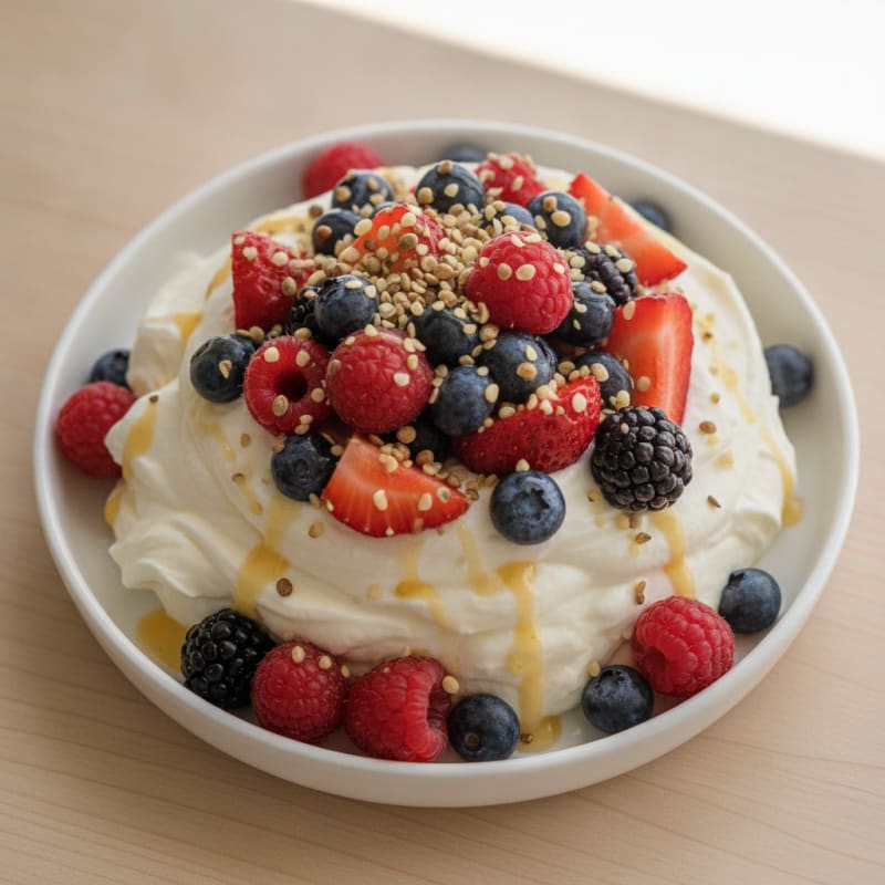 Greek Yogurt Protein Mousse with Mixed Berries