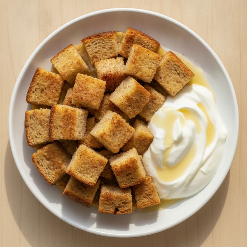 Protein Bread Pudding with Vanilla Yogurt