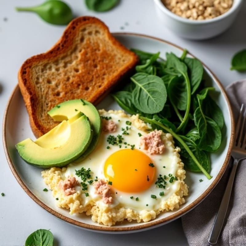 Egg White Scramble with Turkey Breast and Spinach