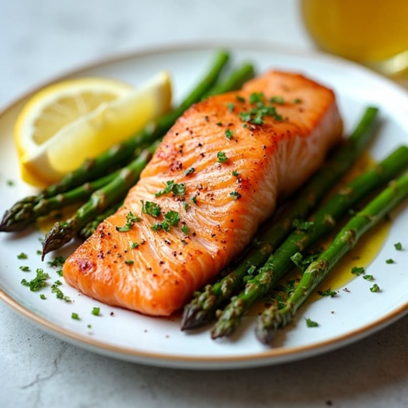 Crispy Pan-Seared Salmon with Roasted Asparagus