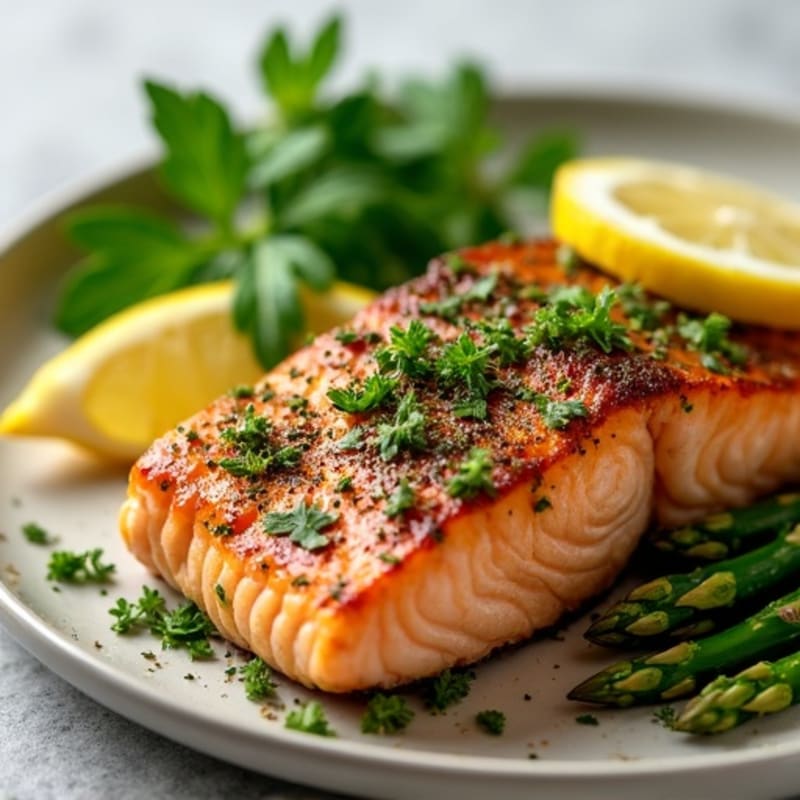 Herb-Crusted Pan Seared Salmon with Lemon