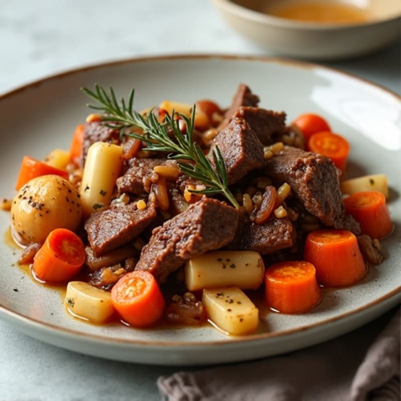 Tender Slow-Cooked Beef with Roasted Root Vegetables