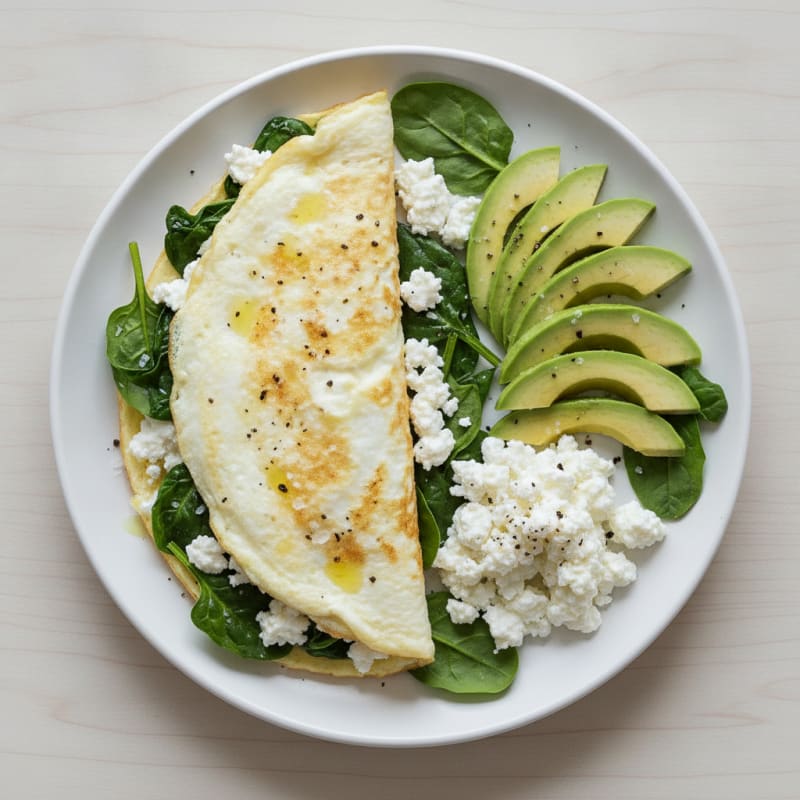Egg White Spinach Omelette with Cottage Cheese