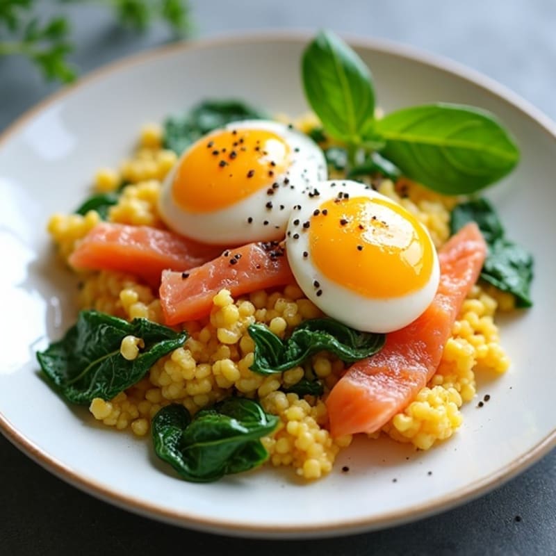 Smoked Salmon and Fresh Spinach Egg Scramble