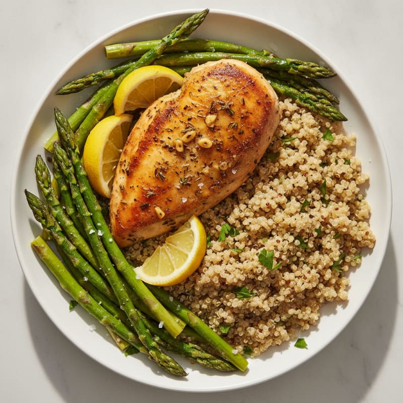 Lemon Herb Roasted Chicken with Asparagus