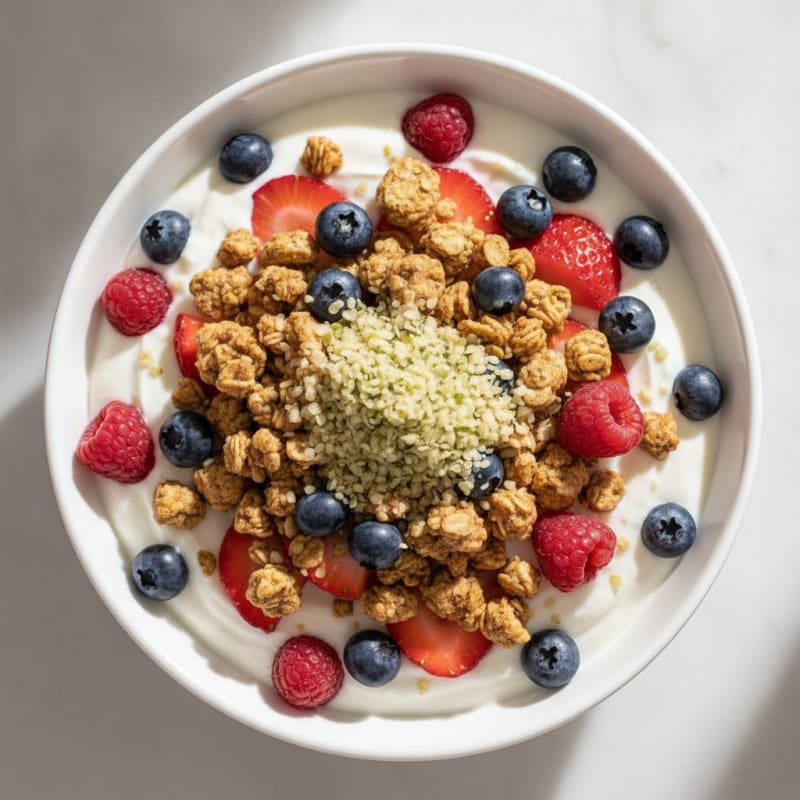 Creamy Greek Yogurt Parfait with Protein Granola and Mixed Berries