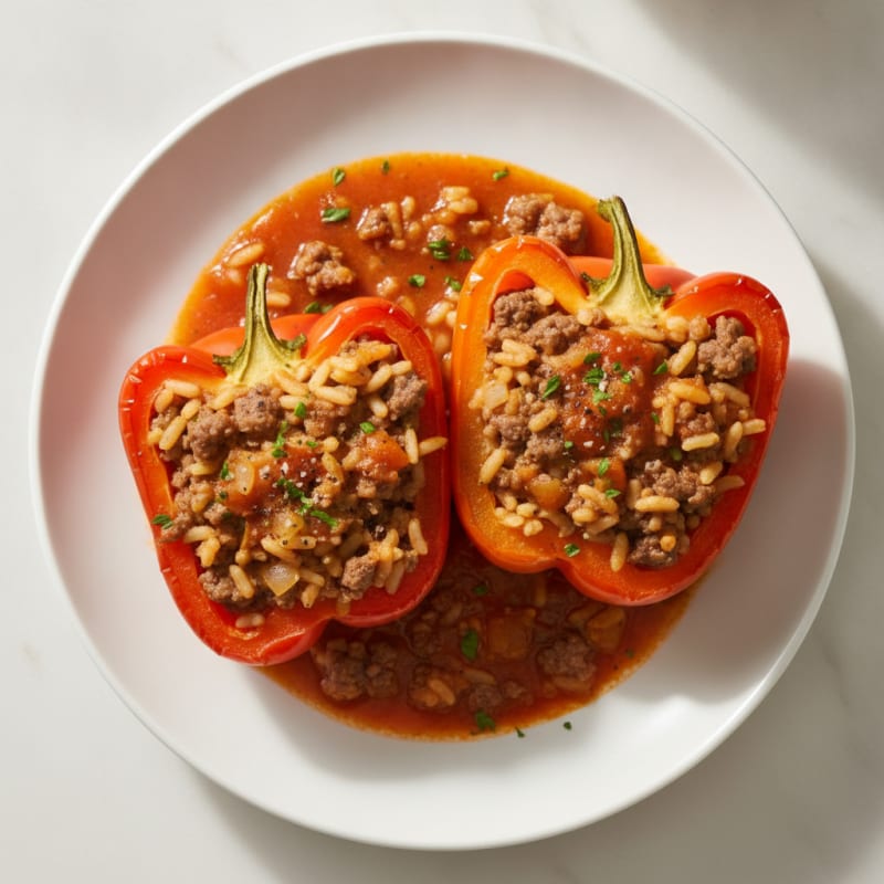 Beef and Rice Stuffed Bell Peppers