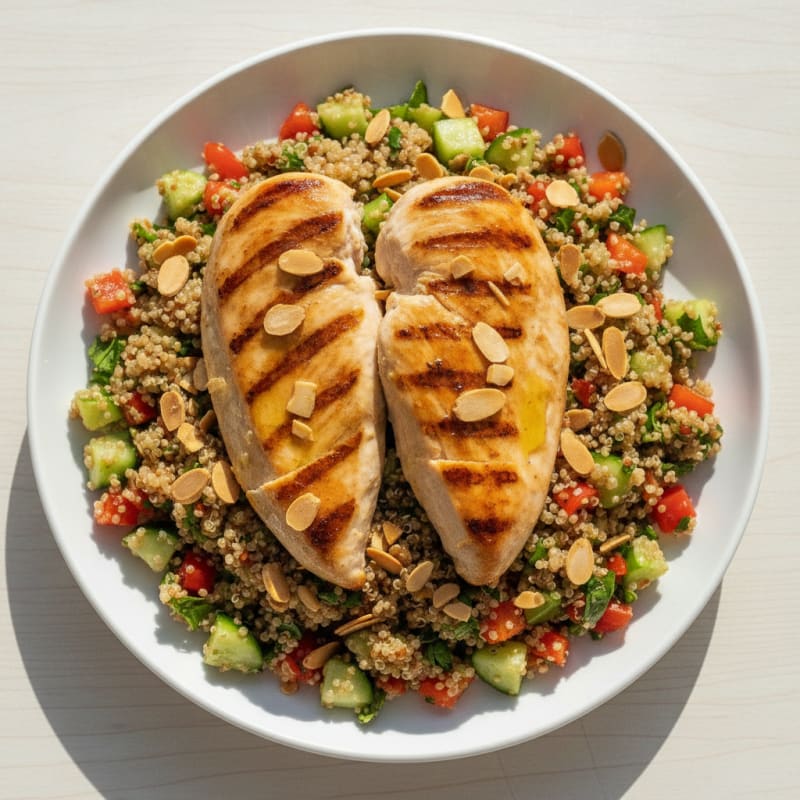 Grilled Chicken Breast with Crunchy Quinoa Salad