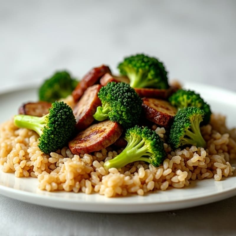 Grilled Beef and Broccoli Stir Fry with Brown Rice