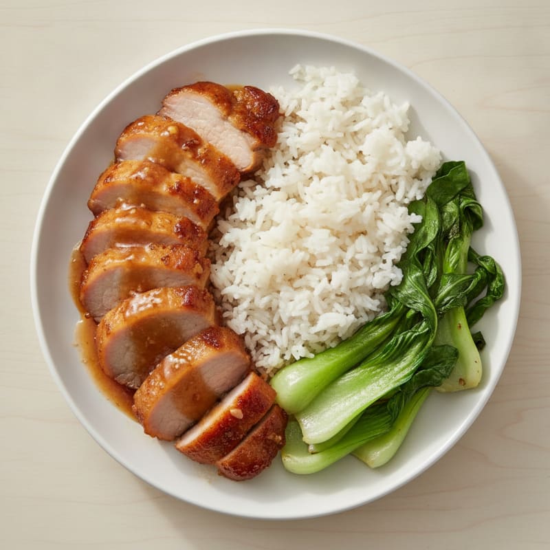 Honey-Garlic Char Siu Pork with Bok Choy