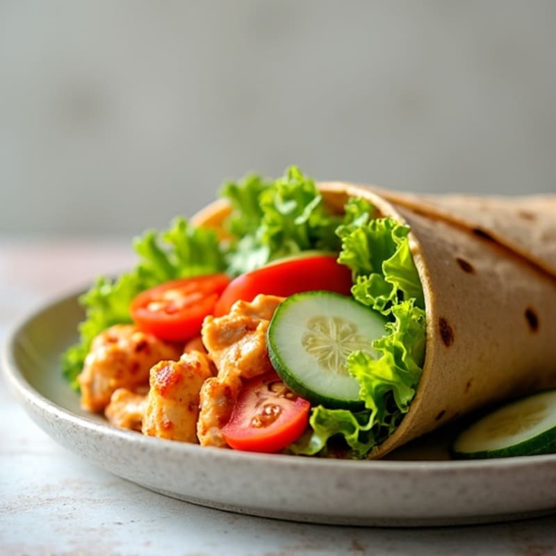 Healthy Buffalo Chicken Wrap with Fresh Veggies
