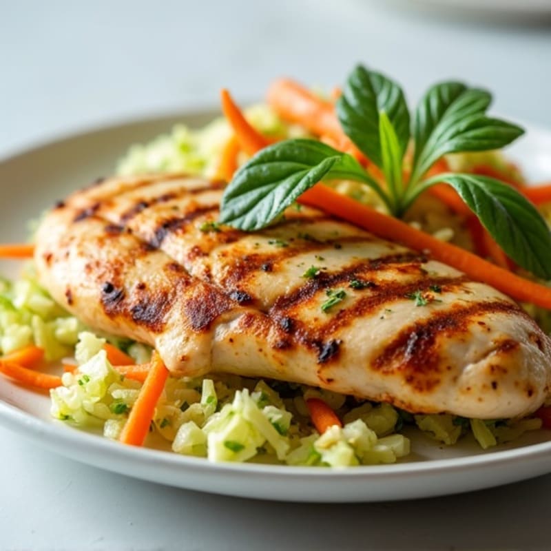 Grilled Chicken Breast with Crunchy Cabbage Slaw