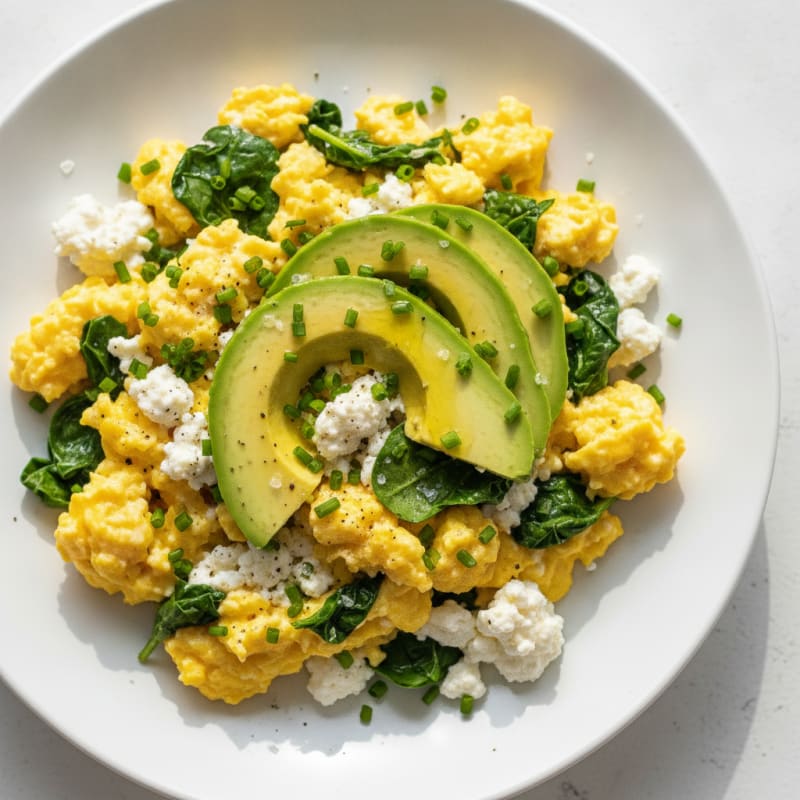 Protein-Packed Scrambled Eggs with Cottage Cheese and Avocado