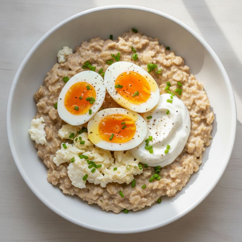 Hearty Oatmeal with Eggs and Greek Yogurt
