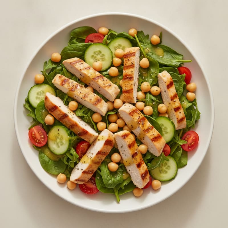 Grilled Chicken Breast Salad with Chickpeas and Lemon Vinaigrette