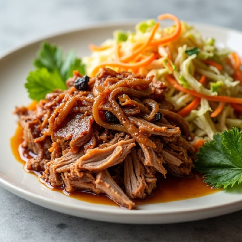 Tender Slow Cooked Pulled Pork with Crunchy Cabbage Slaw