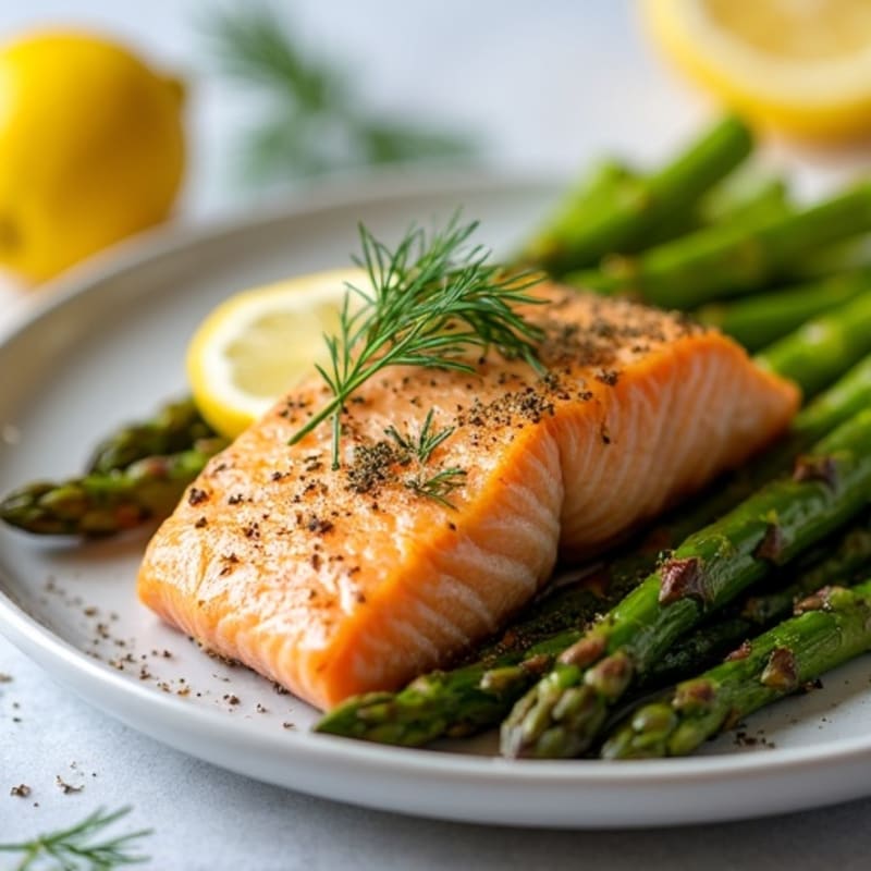Lemon-Dill Baked Salmon with Crispy Roasted Asparagus