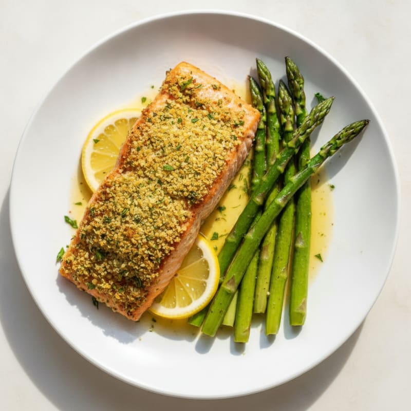 Herb-Crusted Salmon with Roasted Asparagus