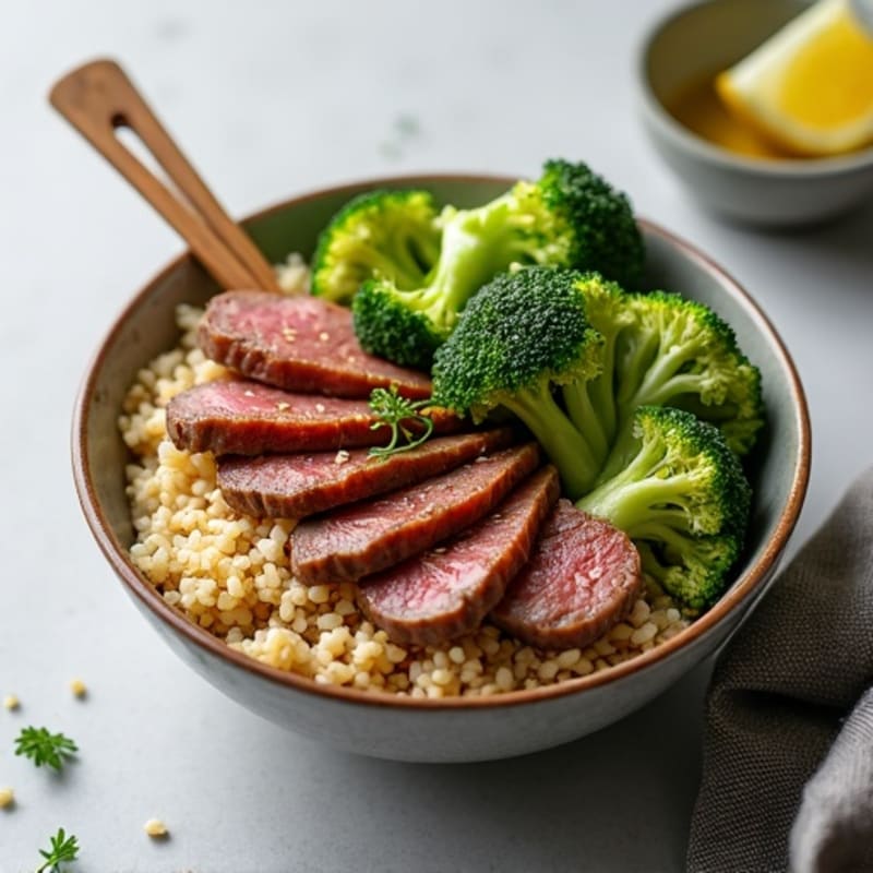 Garlic-Ginger Lean Beef and Crispy Broccoli Rice Bowl