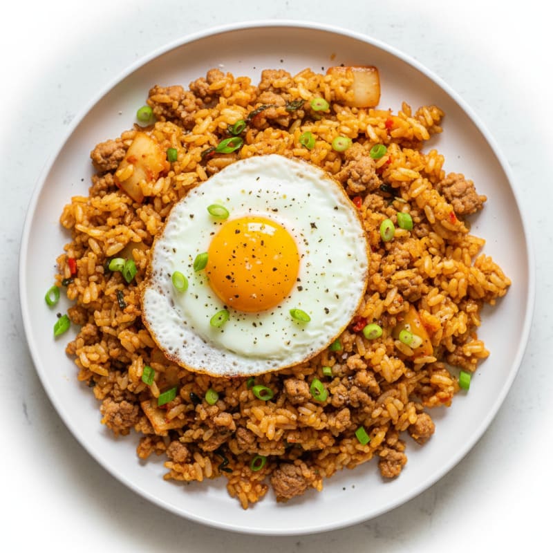 Crispy Kimchi Fried Rice with Pork