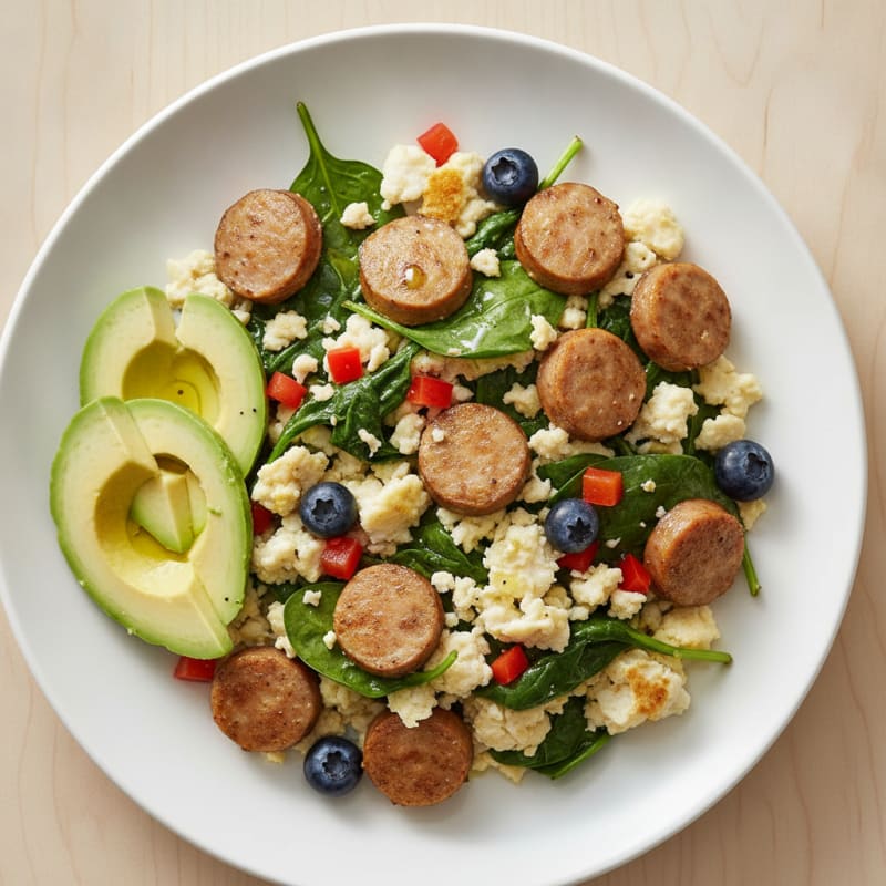 Egg White and Turkey Sausage Scramble with Spinach