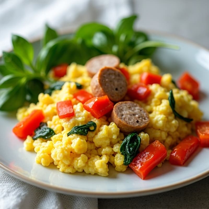 Savory Egg Scramble with Fresh Spinach and Bell Peppers