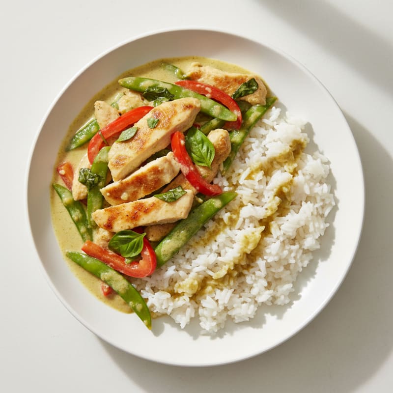 Green Curry Chicken with Coconut Rice