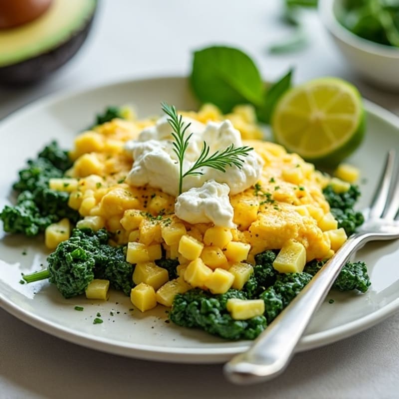 Egg White and Spinach Scramble with Cottage Cheese