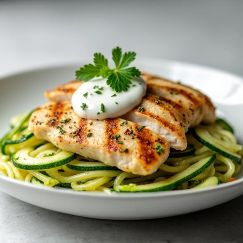 Grilled Chicken Breast with Zucchini Noodles
