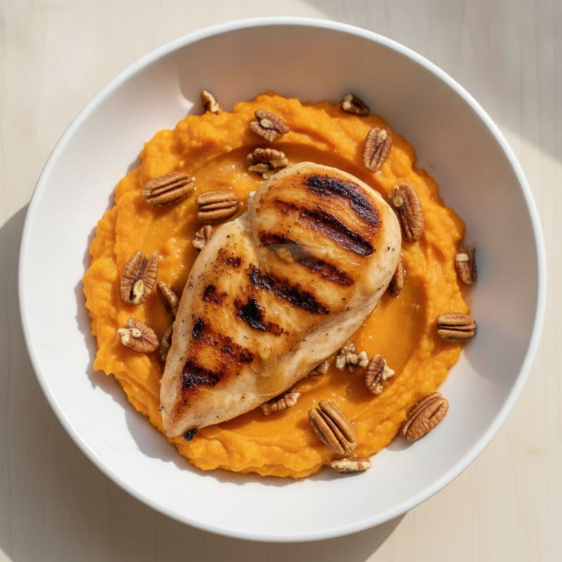 Seared Chicken Breast with Savory Sweet Potato Mash