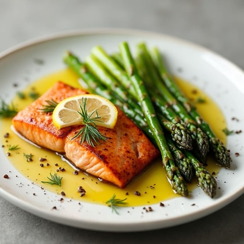 Lemon Herb Grilled Salmon with Roasted Asparagus