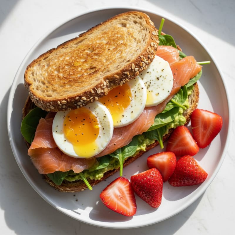 Smoked Salmon and Egg Sandwich with Spinach