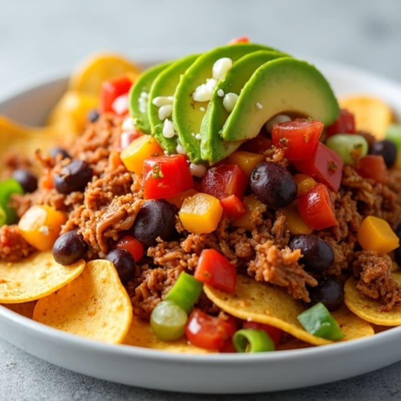 Tender Pulled Pork Loaded Veggie Nachos
