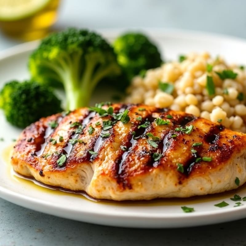 Grilled Chicken Breast with Quinoa and Steamed Broccoli