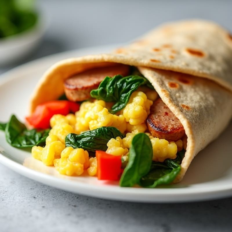 Egg White and Turkey Sausage Scramble with Spinach