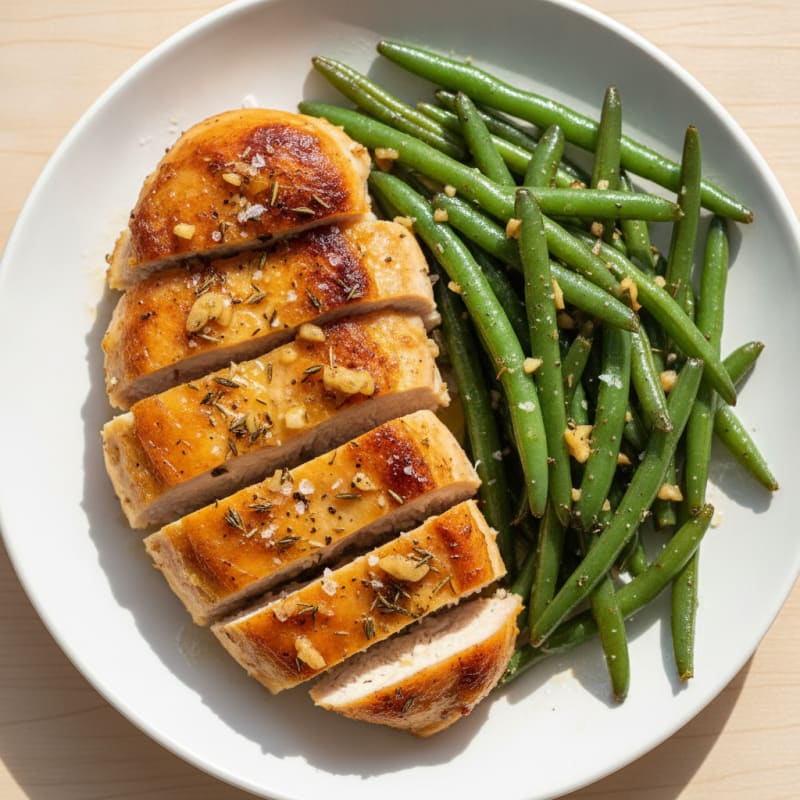 Garlic-Herb Roasted Chicken and Green Beans