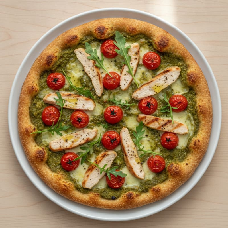 Chicken Pesto Pizza with Roasted Tomatoes