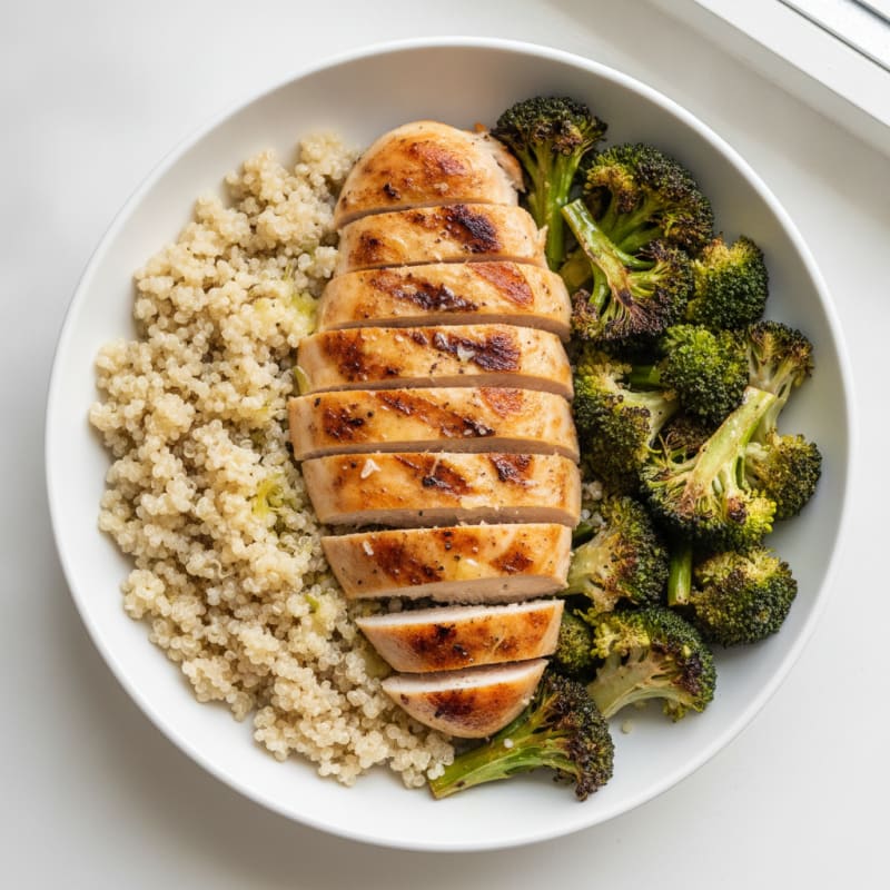 Grilled Chicken and Quinoa Power Bowl with Roasted Broccoli